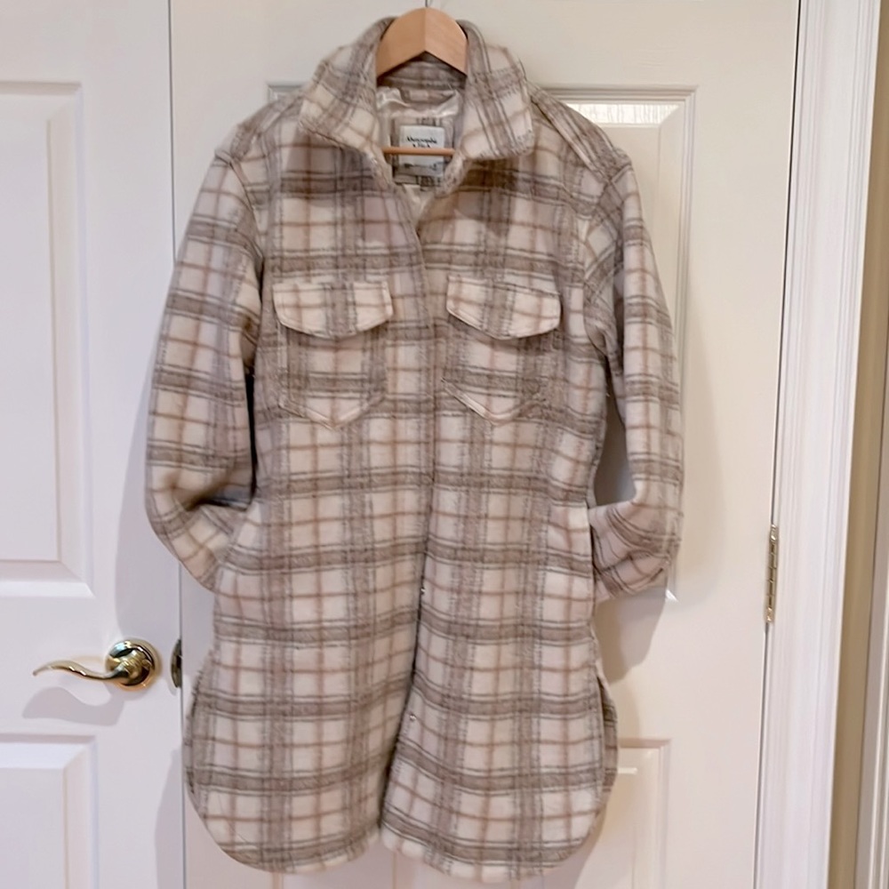 Abercrombie & Fitch Long Plaid Shacket